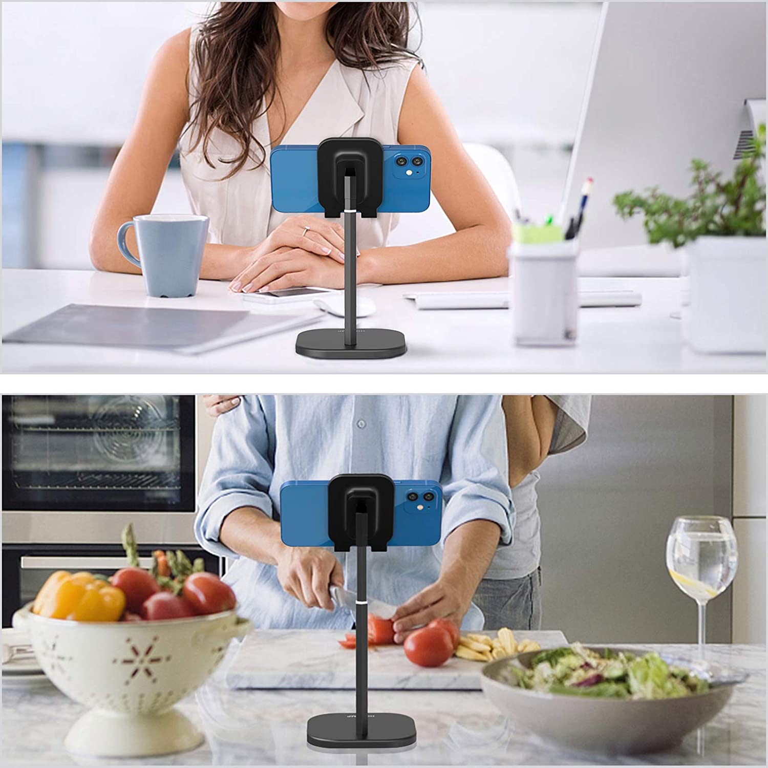 Wingomart- Cell Phone Stand, tablet holder Portable Desktop Stand Adjustable Height and Angle Phone Holder Aluminum Metal Stand Compatible with