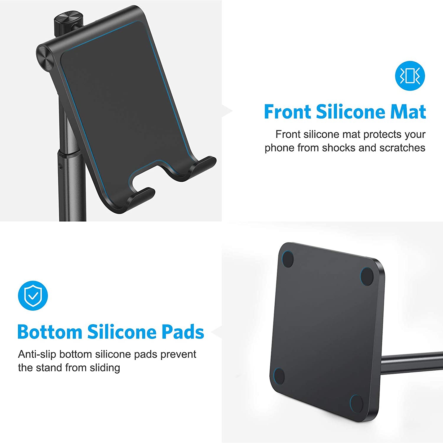 Support de téléphone cellulaire WINGOMART, support de bureau à angle réglable pour iPhone se 2/11/11 Pro/XS Max/XR, Samsung Galaxy Note 20/S20/S10/S9