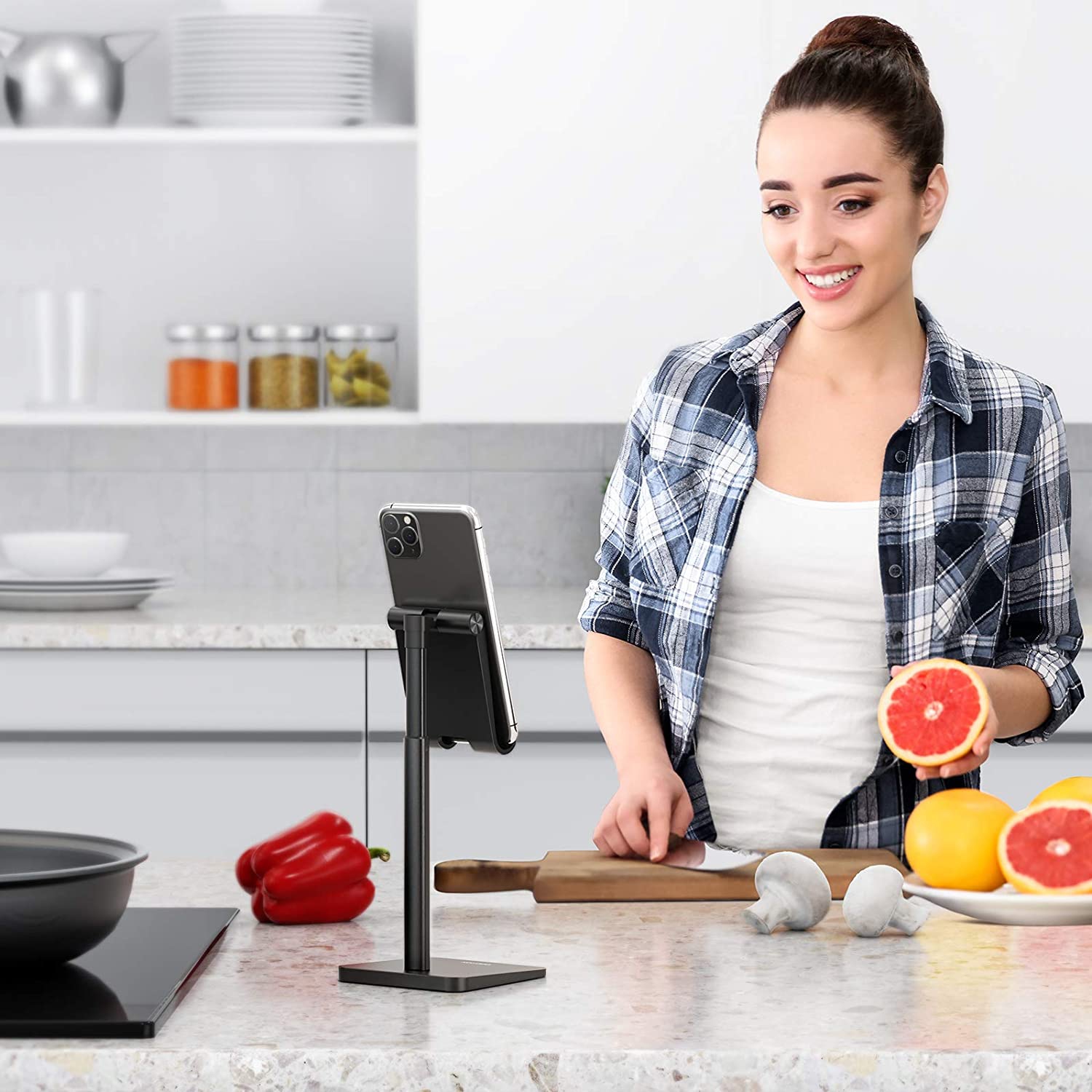 Support de téléphone cellulaire WINGOMART, support de bureau à angle réglable pour iPhone se 2/11/11 Pro/XS Max/XR, Samsung Galaxy Note 20/S20/S10/S9