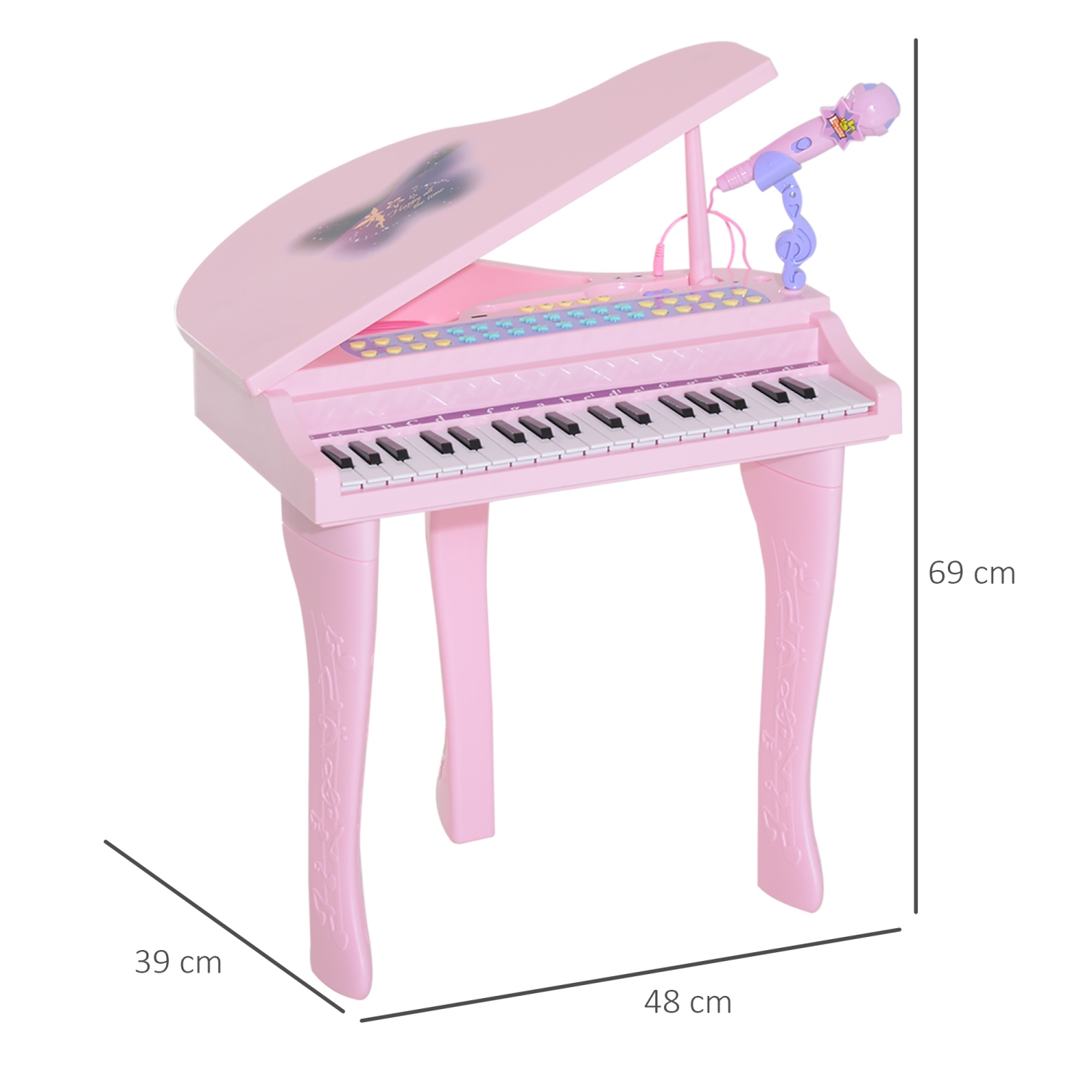 Qaba Mini Electronic Musical Piano 37 Key Keyboard Kids Toy Microphone Stool