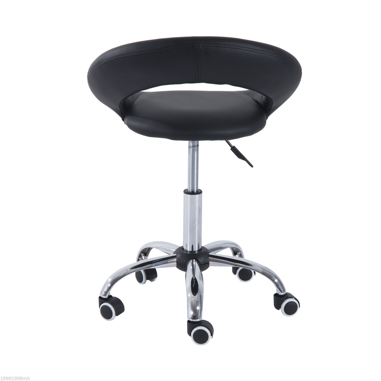 HoMCOM – Tabouret de bar pivotant moderne et pivotant salon hydraulique, style pub, massage Spa Tattoo, noir et chrome