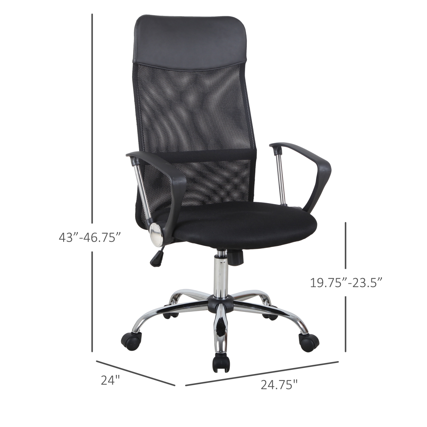 HOMCOM A2-0093 High Back Ergonomic Mesh Office Swivel Computer PC Desk Chair Seat, Black