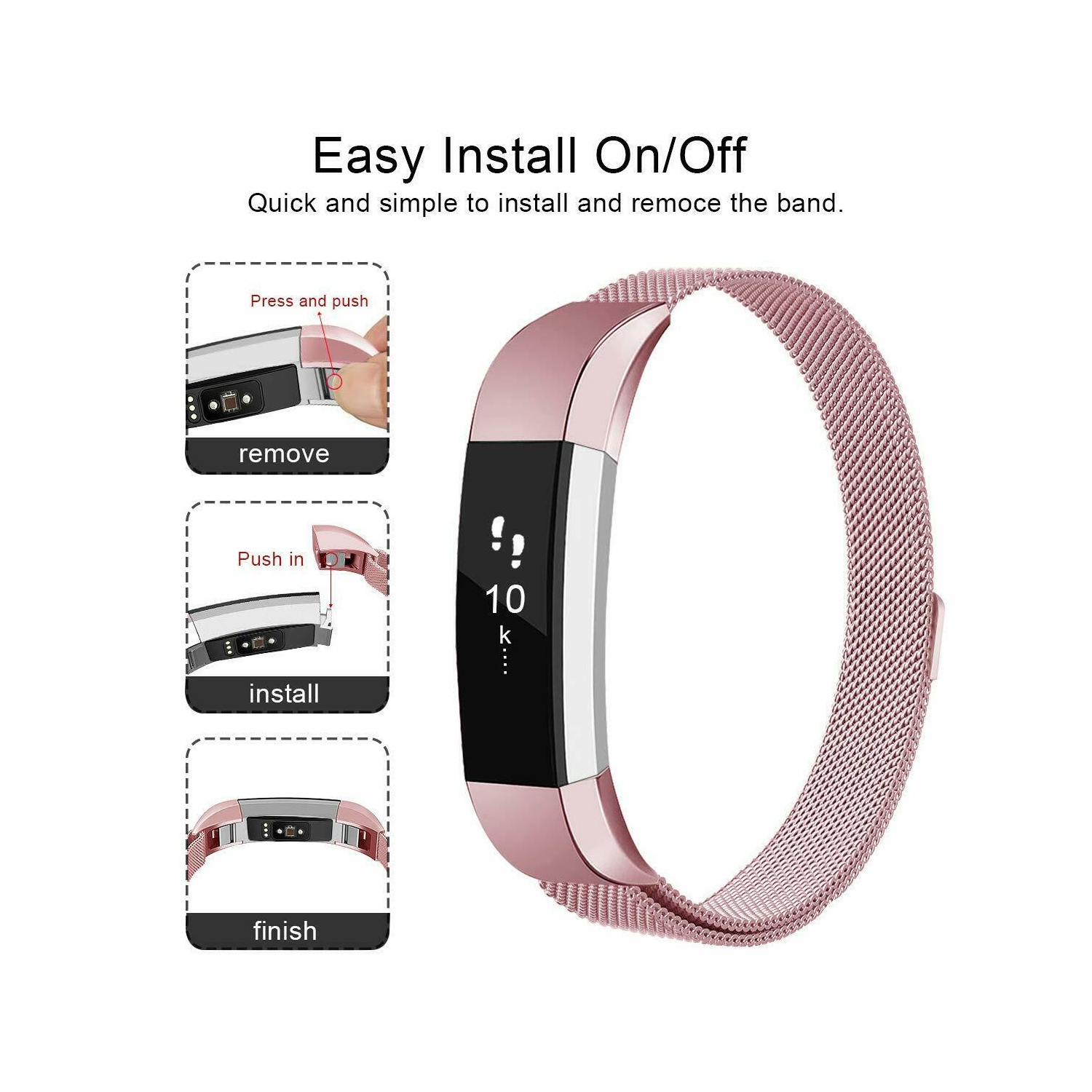 Lot de 2 bracelets de montre magnétiques compatibles avec l’Alta HR Ace de Fitbit