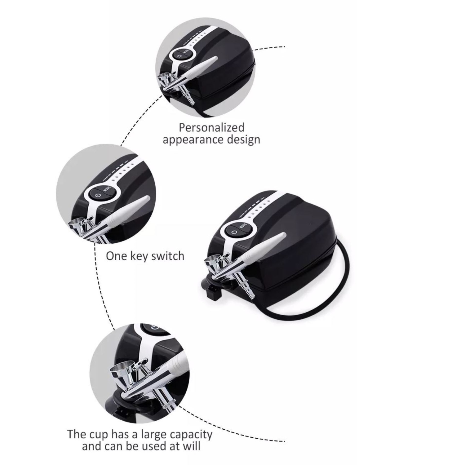 Airbrush Machine With Compressor – Black