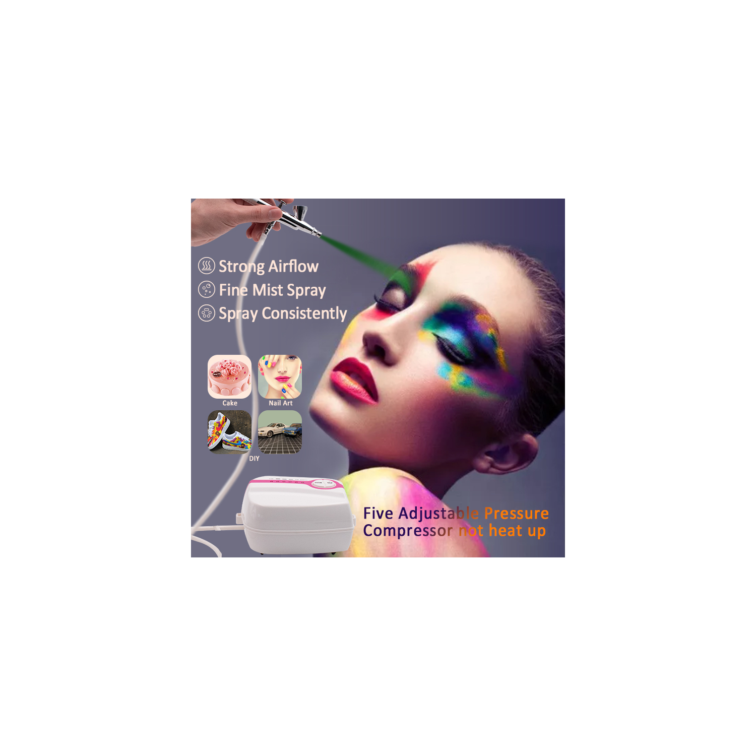 Airbrush Machine With Compressor – Black