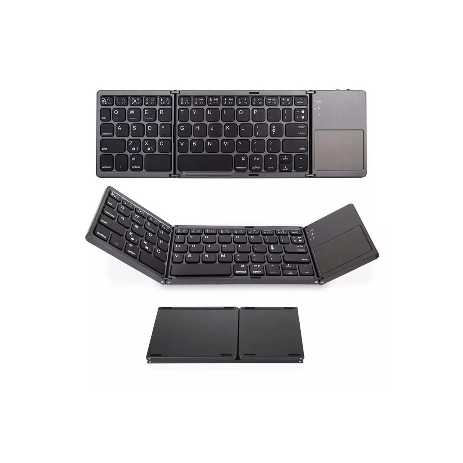 Ultra Slim Foldable Bluetooth Keyboard with Touch Pad Tri-Folding Portable Wireless Pocket mini Keyboard with touchpad Compatible with iPhone iPad Samsung Smartphone Tablet Android iOS Windows & PC