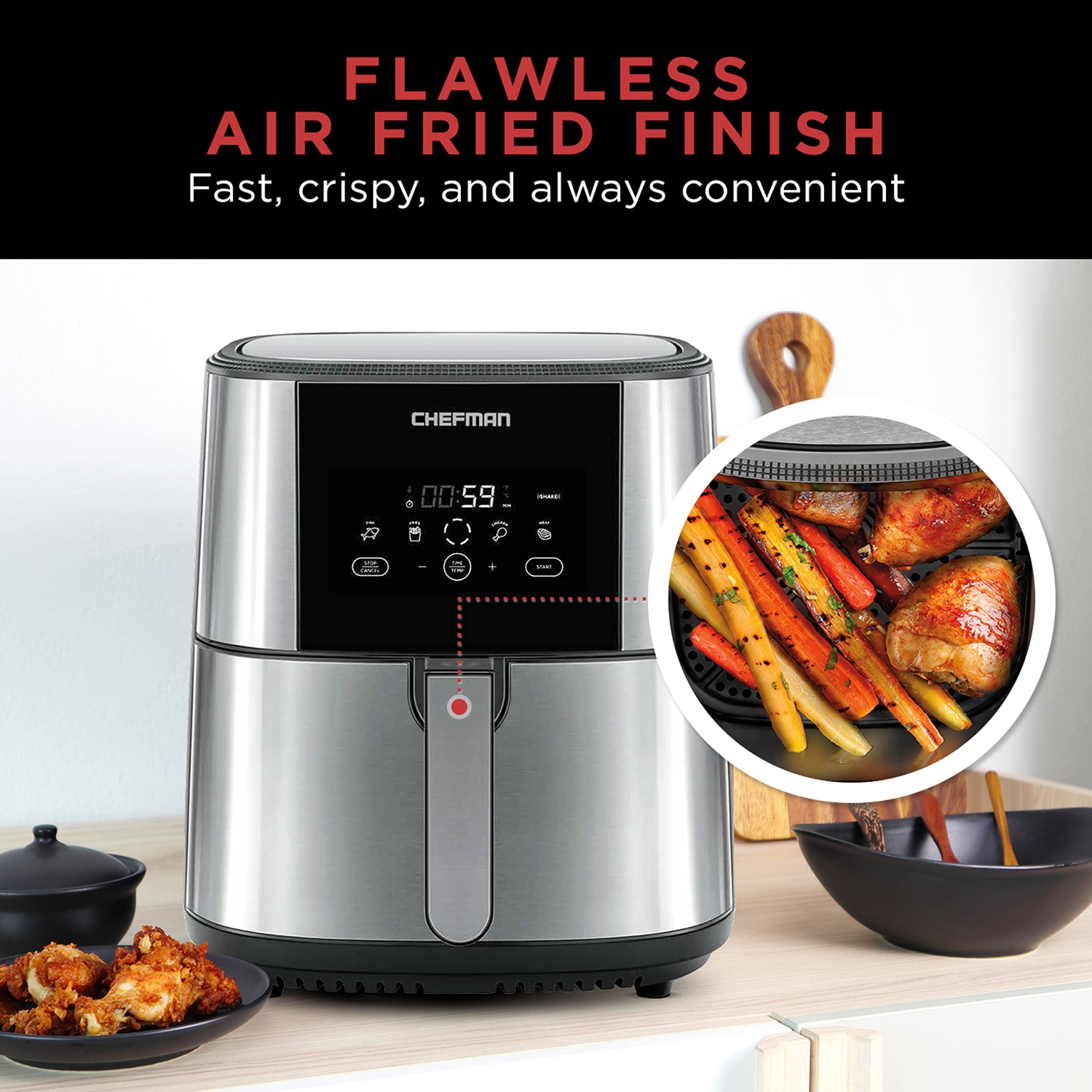 Chefman TurboFry Touch 8 Quart Air Fryer w/XL Viewing Window & Advanced Digital Display