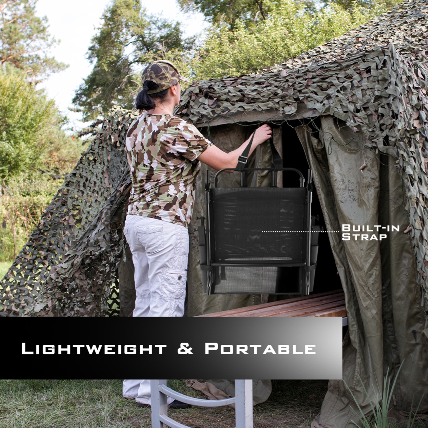 Gymax Folding Hunting Chair Portable Camping Hunting w/ 360° Swivel Steel Frame