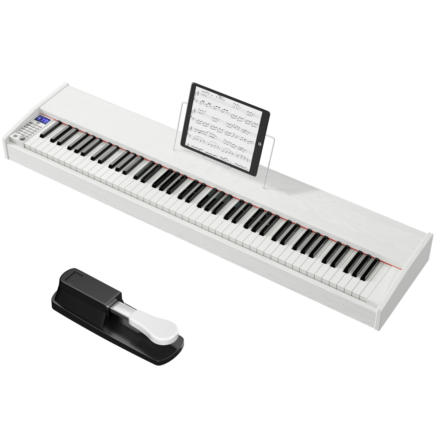 Gymax 88-Key Full Size Digital Piano Weighted Keyboard w/ Sustain Pedal Black/White