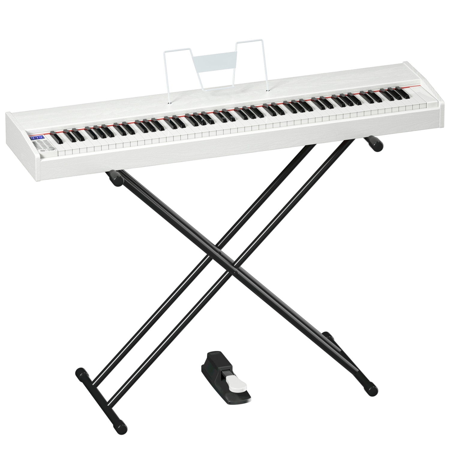 Gymax 88 Key Portable Full Size Digital Piano MIDI Keyboard w/ Pedal White  