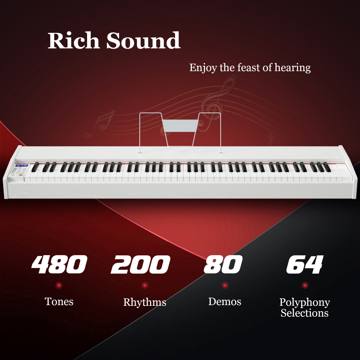 Gymax 88-Key Full Size Digital Piano Weighted Keyboard w/ Sustain Pedal Black/White