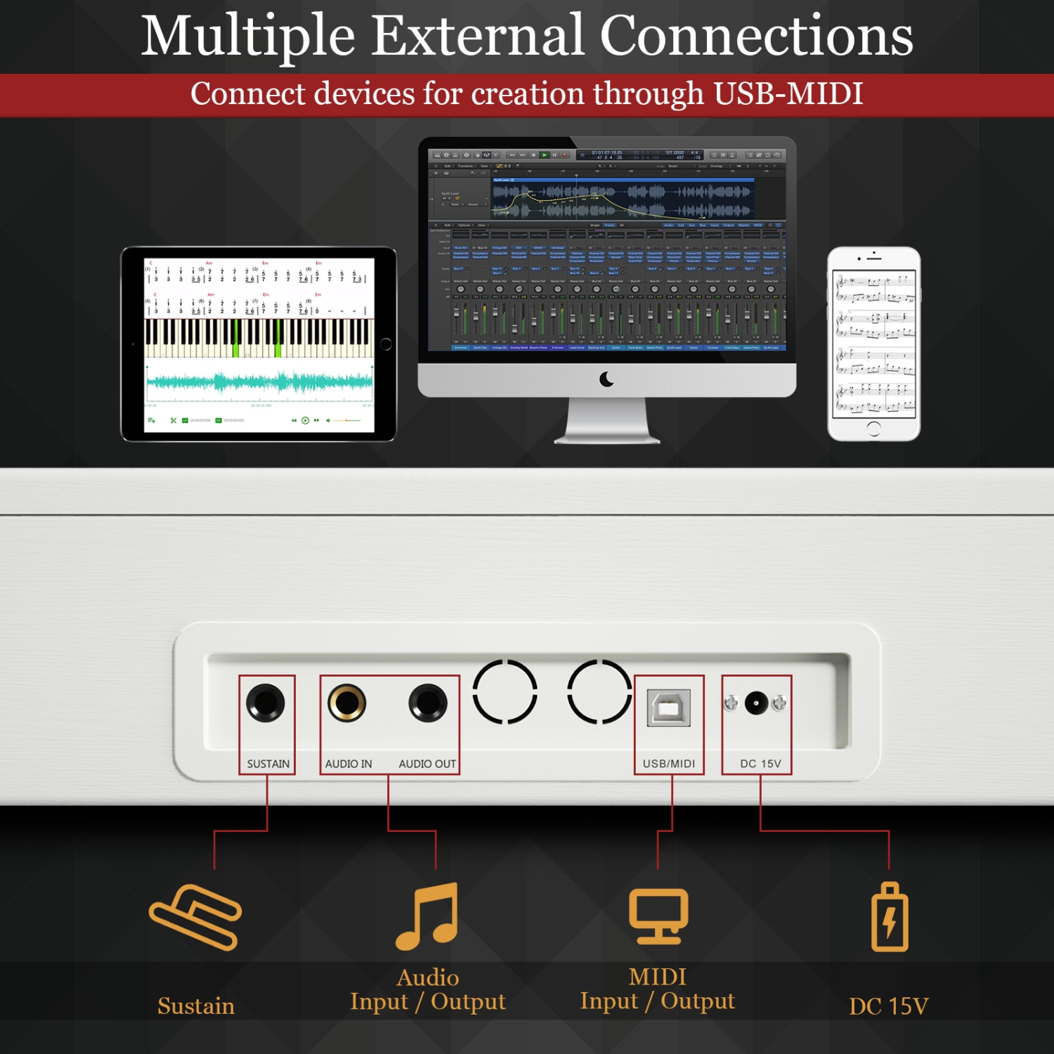 Gymax 88-Key Full Size Digital Piano Weighted Keyboard w/ Sustain Pedal Black/White