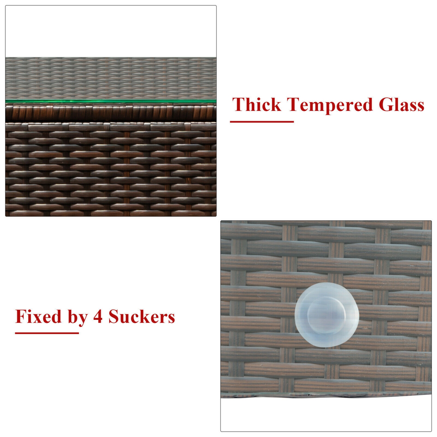 Gymax 3PCS Rattan Patio Outdoor Conversation Furniture Set w/ Red Cushions