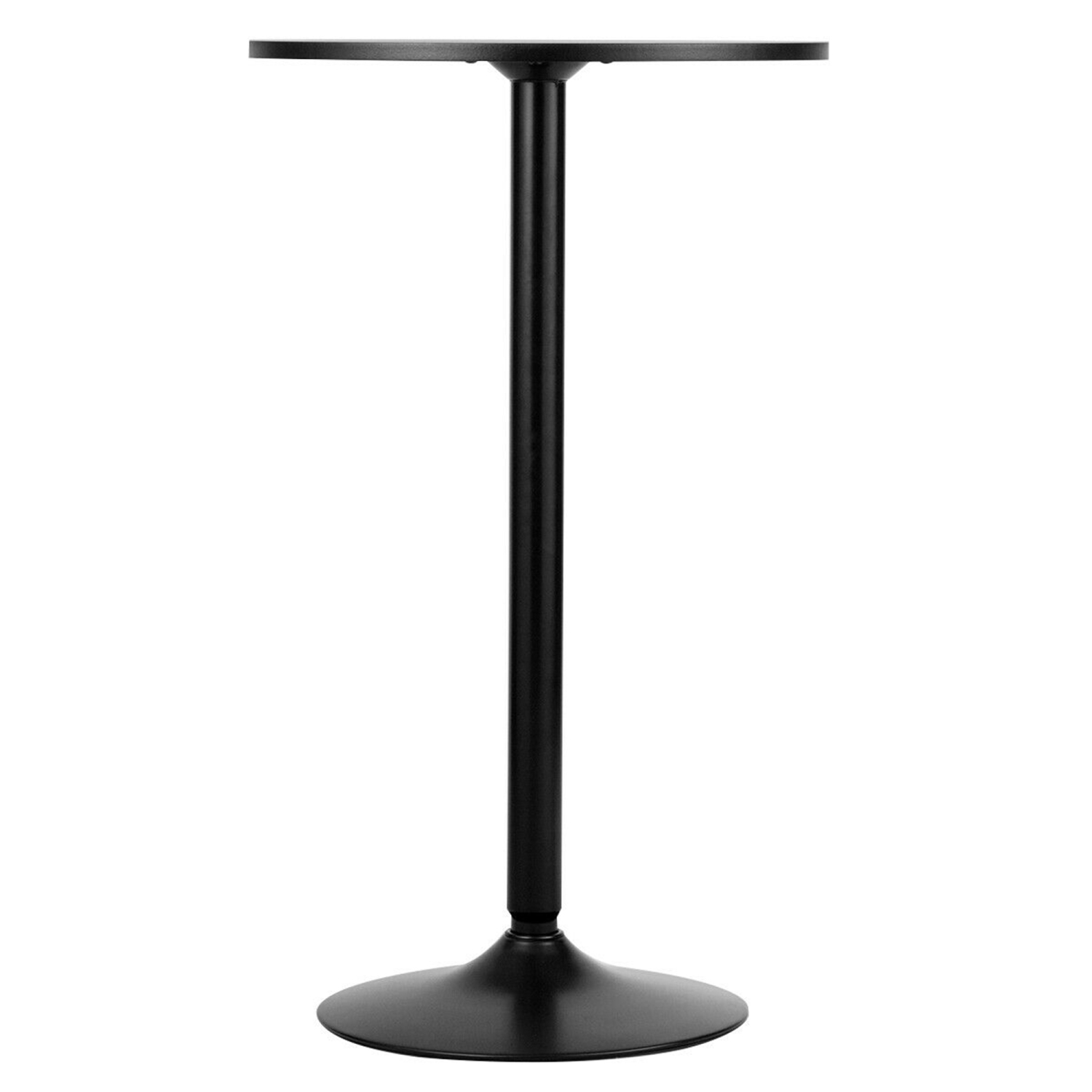Gymax 6 PCS Round Pub Table 24'' Bistro Bar Cocktail Table w/Metal Base Black