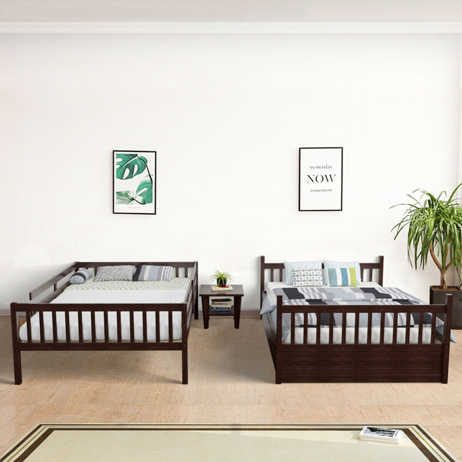 Lit superposé double avec gigogne Gymax