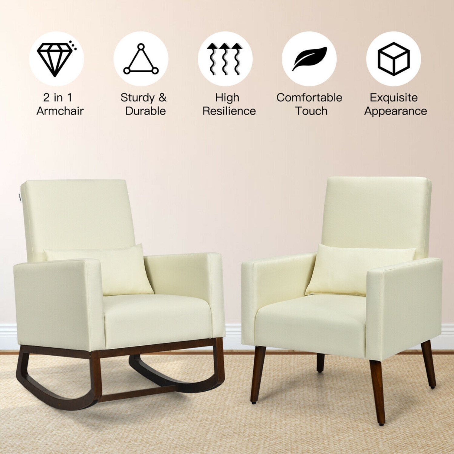 Fauteuil à bascule/pieds 2 en 1 Gymax