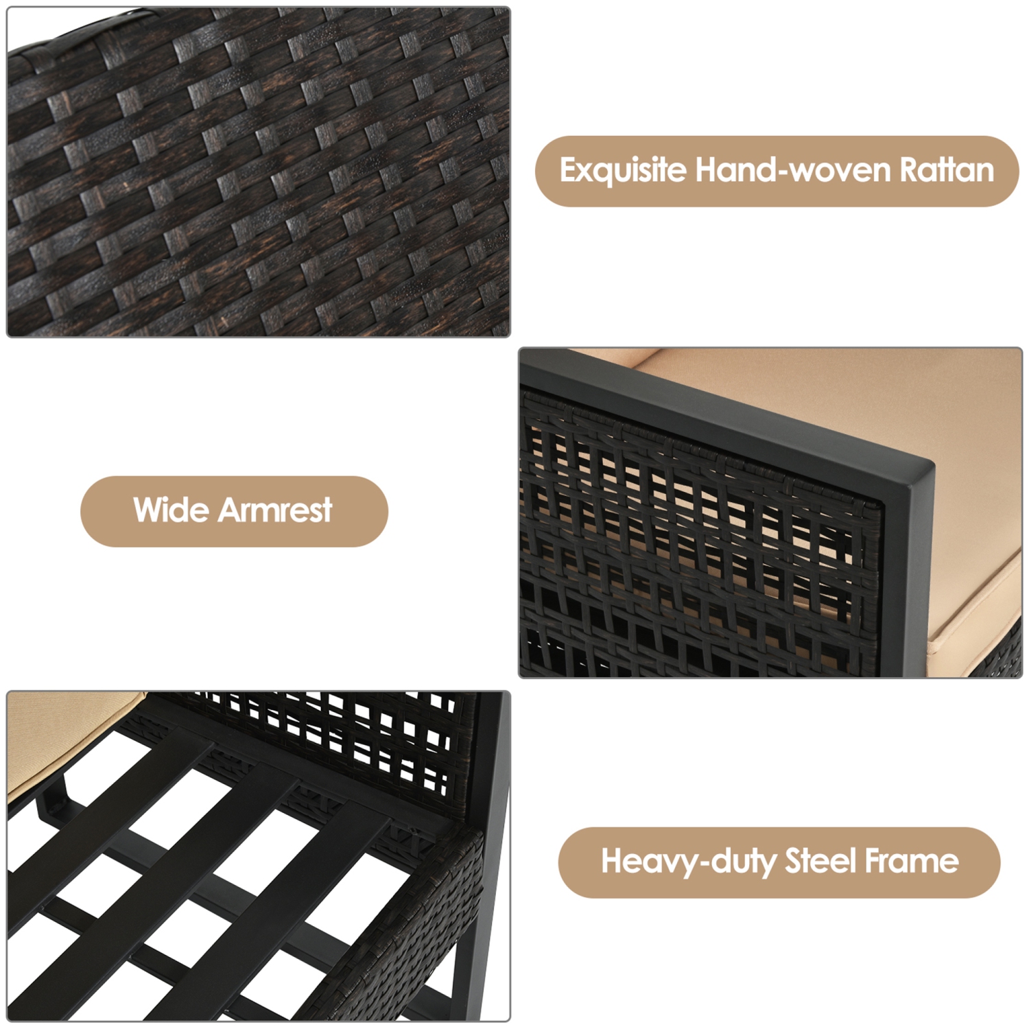 Gymax 3PCS Rattan Outdoor Bistro Set Patio Conversation Furniture Set w/ Cushions