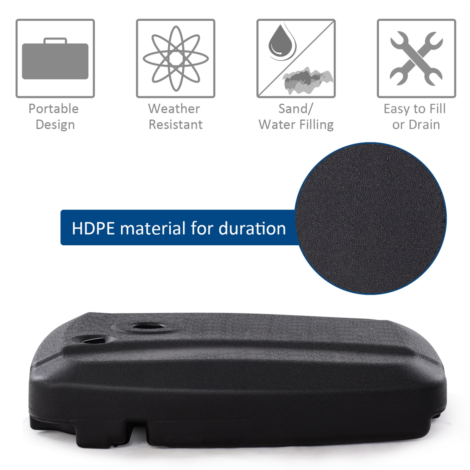 Pied pour parasol déporté 60L, pour terrasse, pied mobile avec roues Gymax