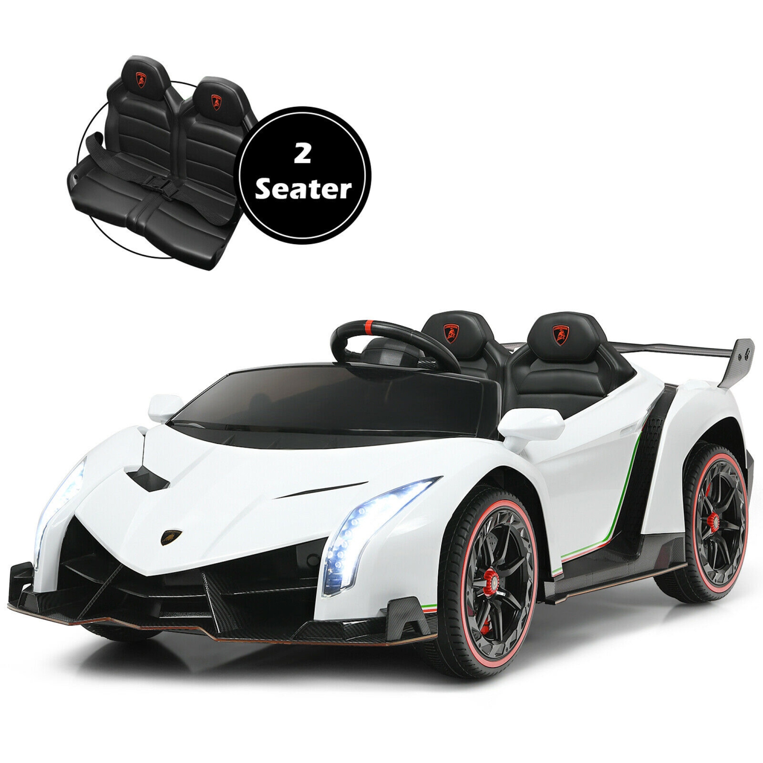 Gymax 12V 2-Seater Licensed Lamborghini Kids Ride On Car w/ RC & Swing Function