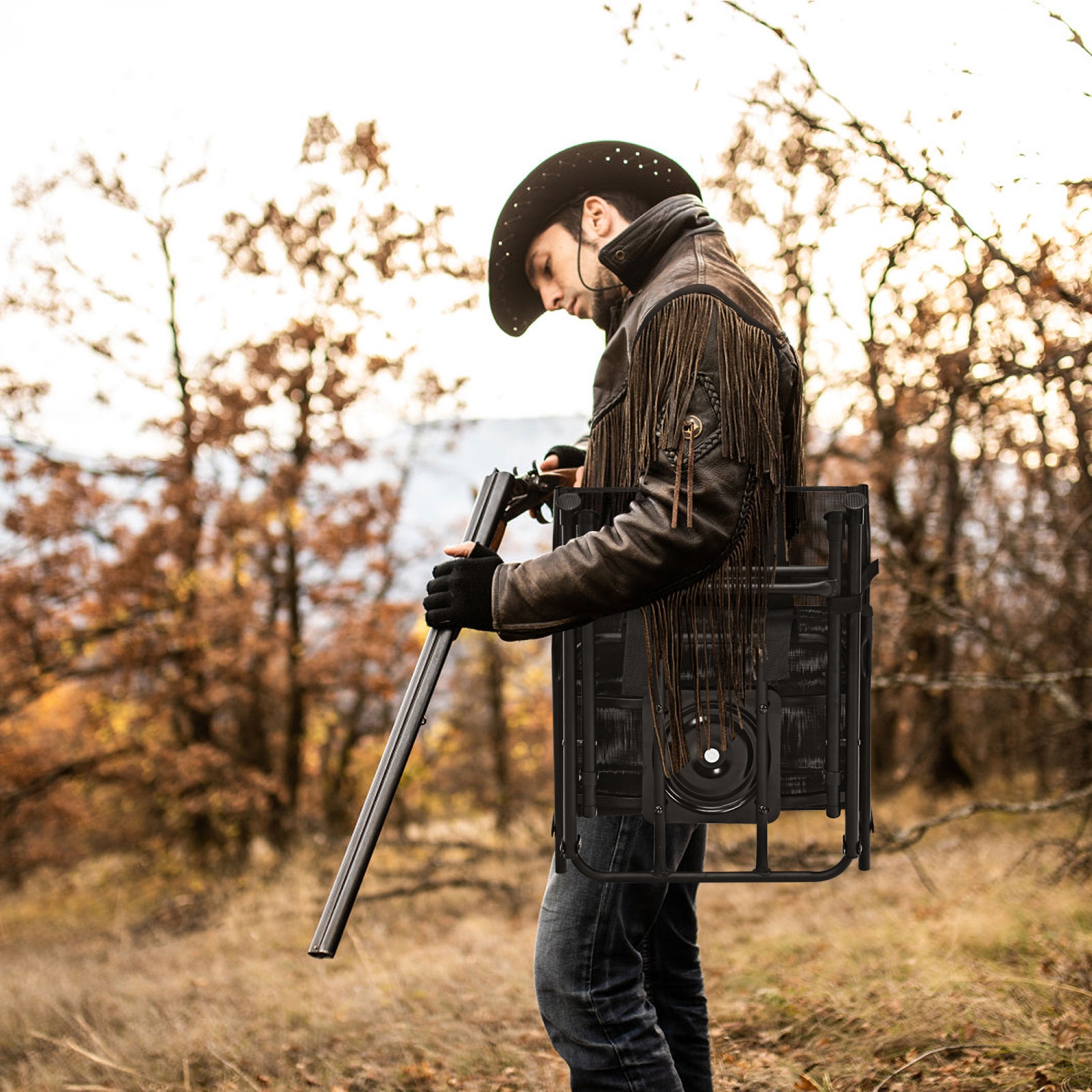 Gymax Folding 360° Silent Swivel Hunting Chair Blind Chair All-weather Outdoor