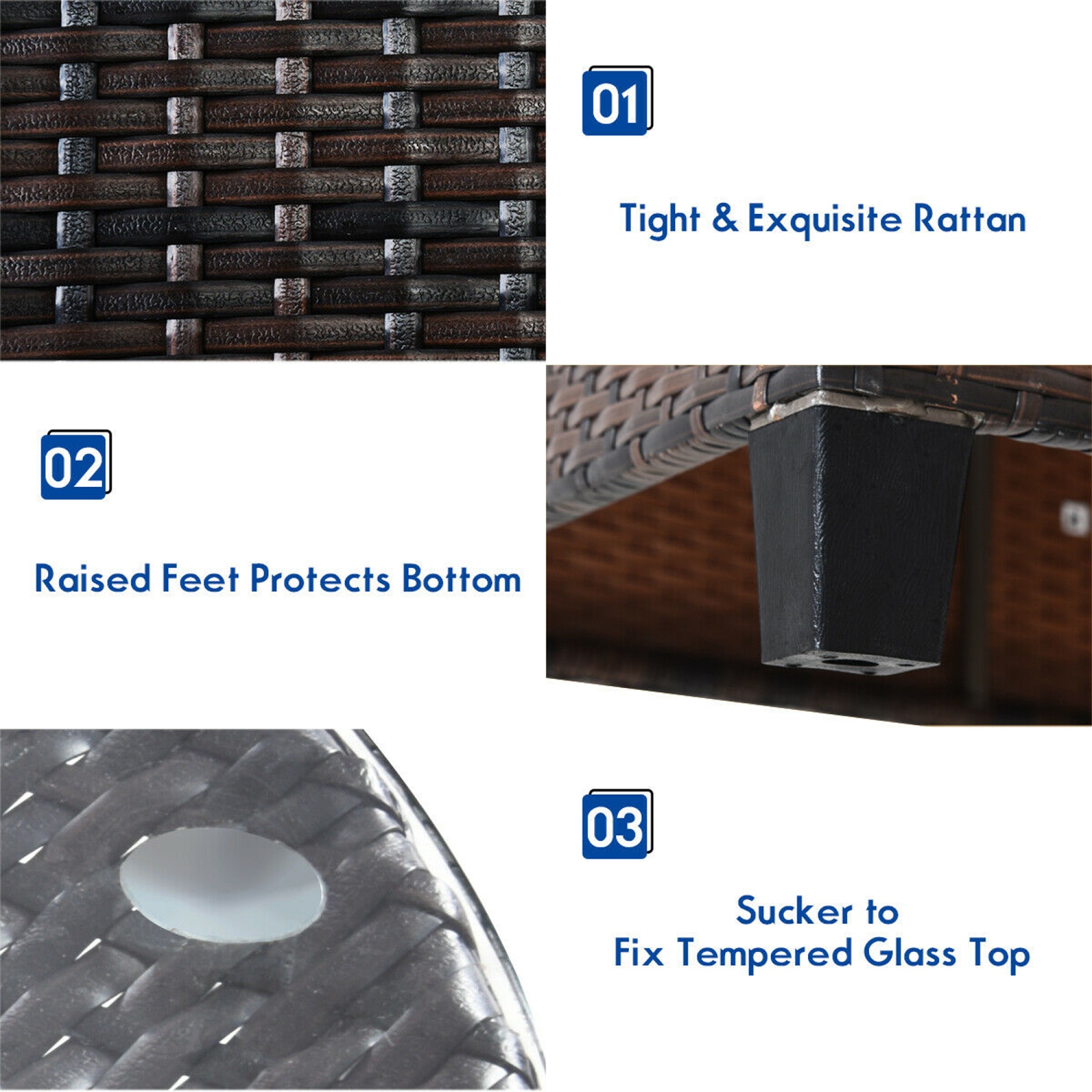 Gymax 4Piéces Ensemble de Mobilier Extérieur Fauteuils d’Angle en Rotin avec Coussins