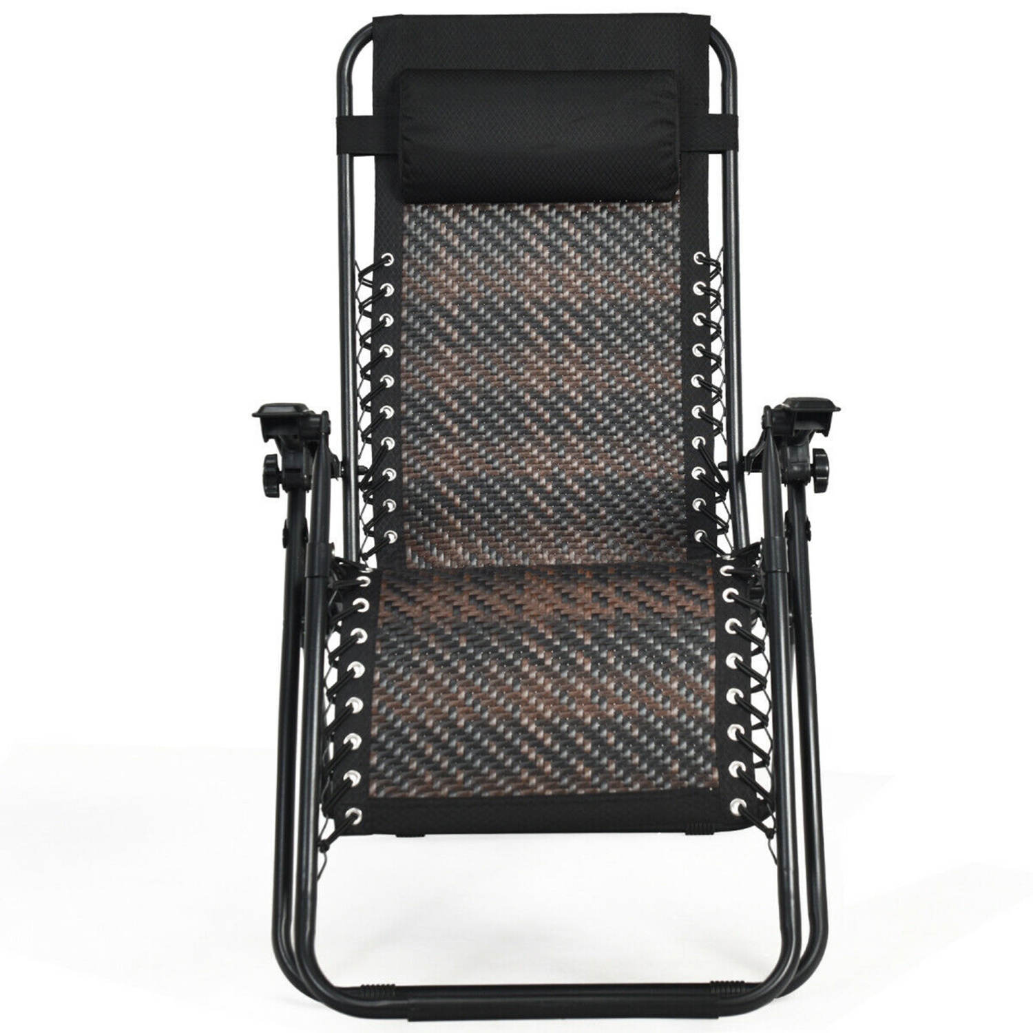 Gymax Folding Rattan Patio Lounge Chair Recliner w/ Headrest