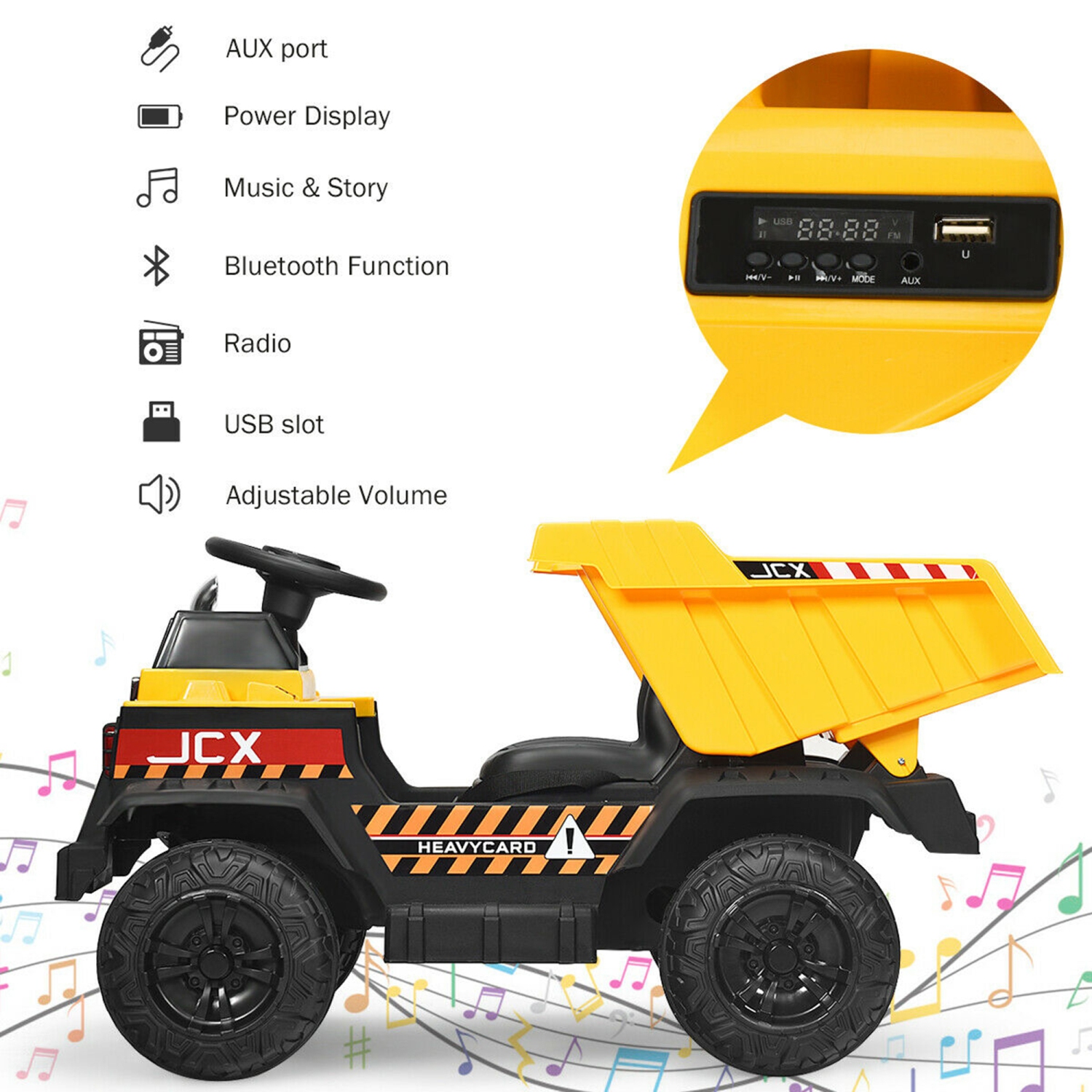 Gymax 12V Battery Kids Ride On Dump Truck RC Construction Tractor w/ Electric Bucket