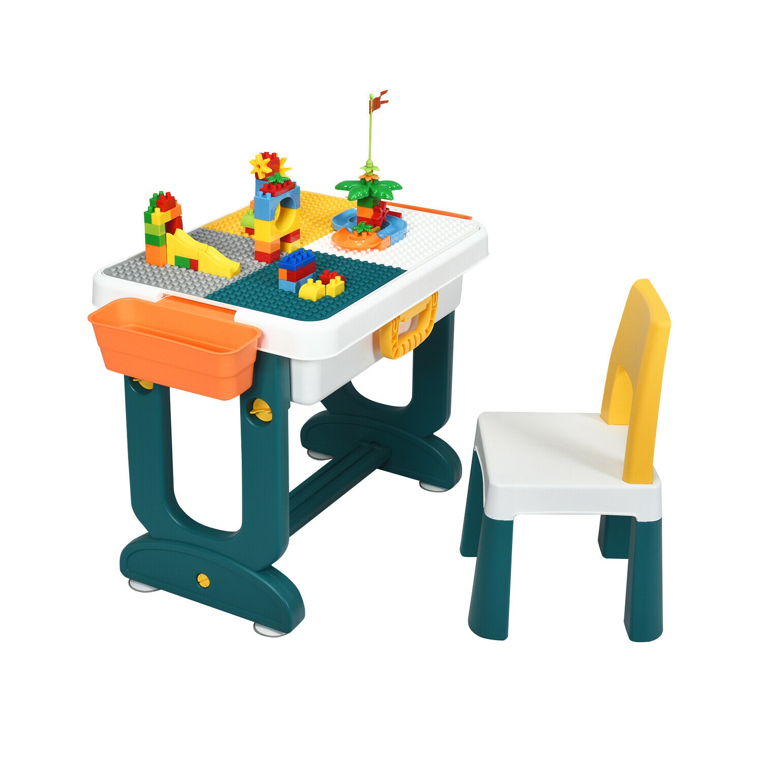 Gymax 5 in 1 Kids Activity Table Set w/ Chair Toddler Luggage Building Block Table