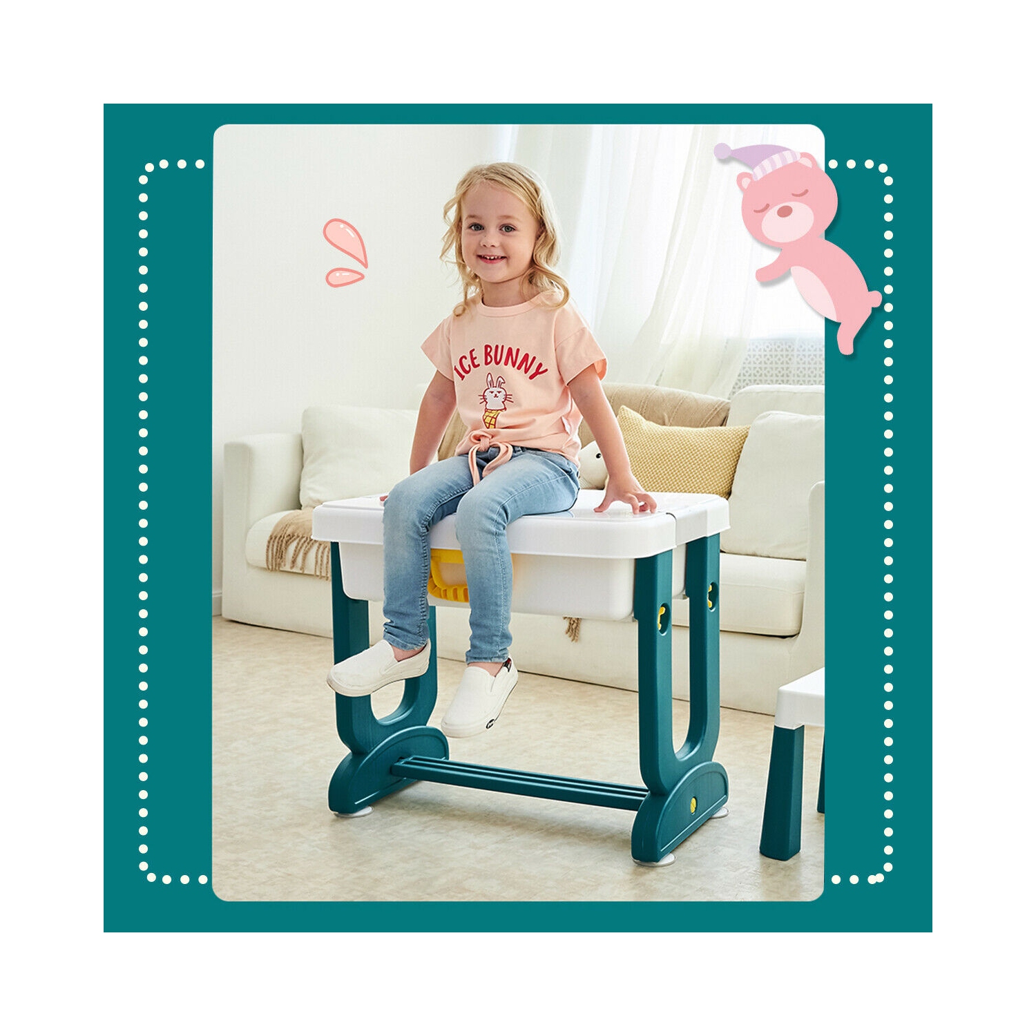 Gymax 5 in 1 Kids Activity Table Set w/ Chair Toddler Luggage Building Block Table