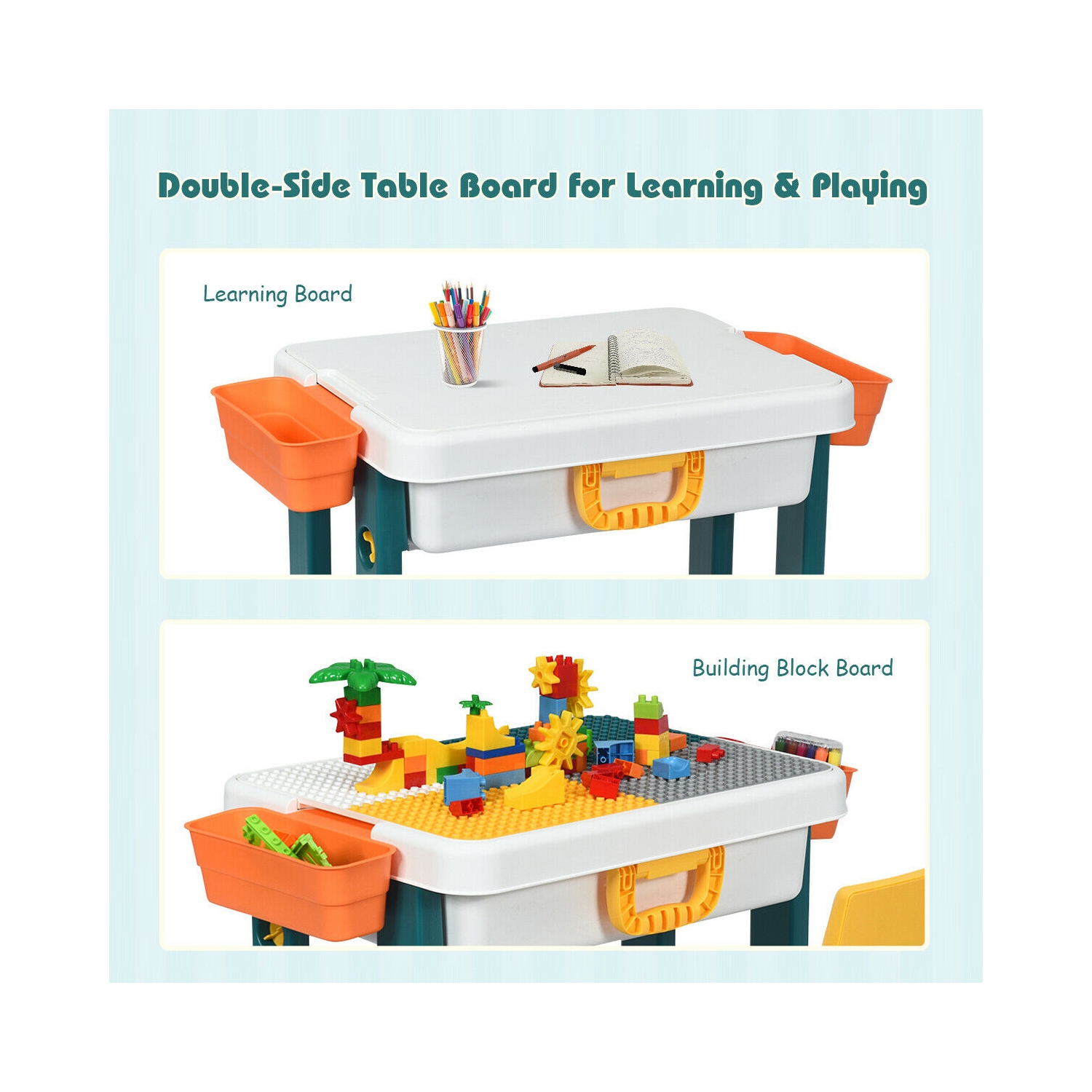 Gymax 5 in 1 Kids Activity Table Set w/ Chair Toddler Luggage Building Block Table