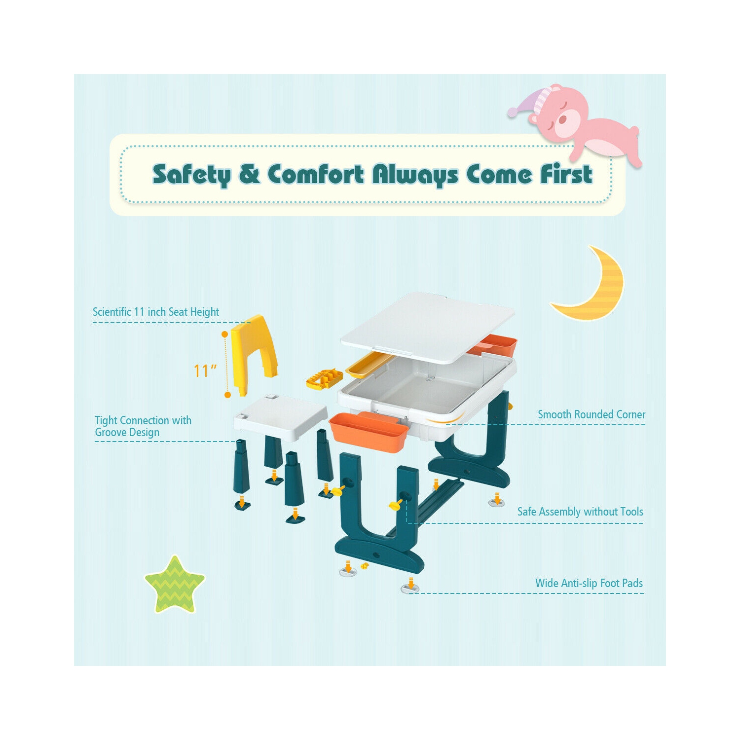 Gymax 5 in 1 Kids Activity Table Set w/ Chair Toddler Luggage Building Block Table