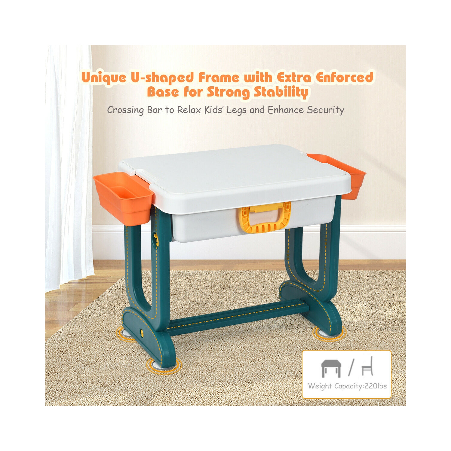 Gymax 5 in 1 Kids Activity Table Set w/ Chair Toddler Luggage Building Block Table