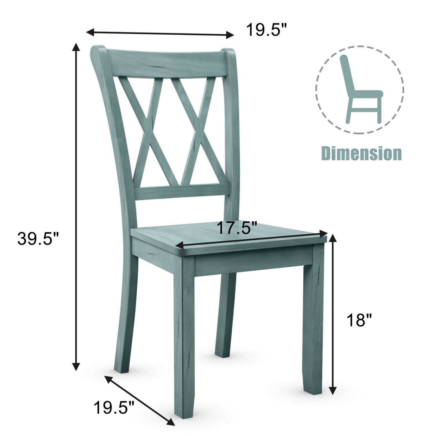 Gymax Set of 4 Wooden Dining Side Chair Armless Chair Home Kitchen Mint Green