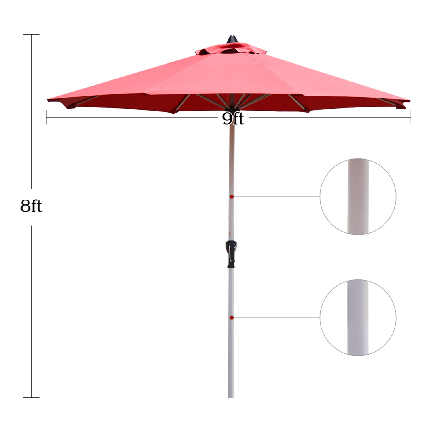 Gymax 9Ft Patio Outdoor Umbrella Market Table Umbrella w/ Crank 8 Ribs Burgundy