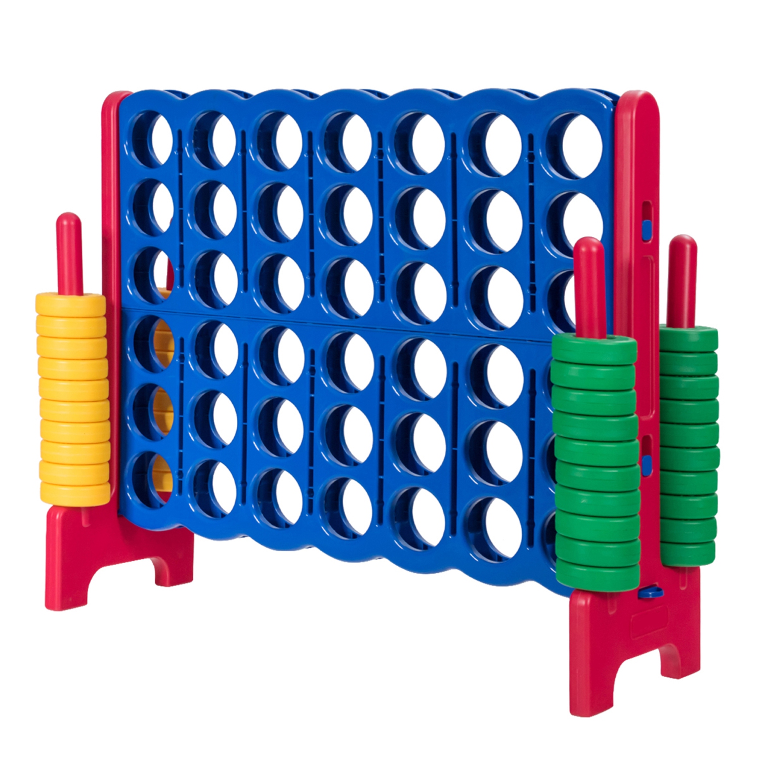 Gymax Jumbo 4-to-Score Game Set Giant 4 in A Row Kids Adults w/ 42 Jumbo Rings