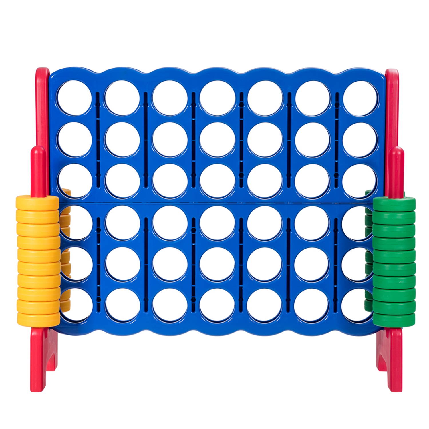 Gymax Jumbo 4-to-Score Game Set Giant 4 in A Row Kids Adults w/ 42 Jumbo Rings