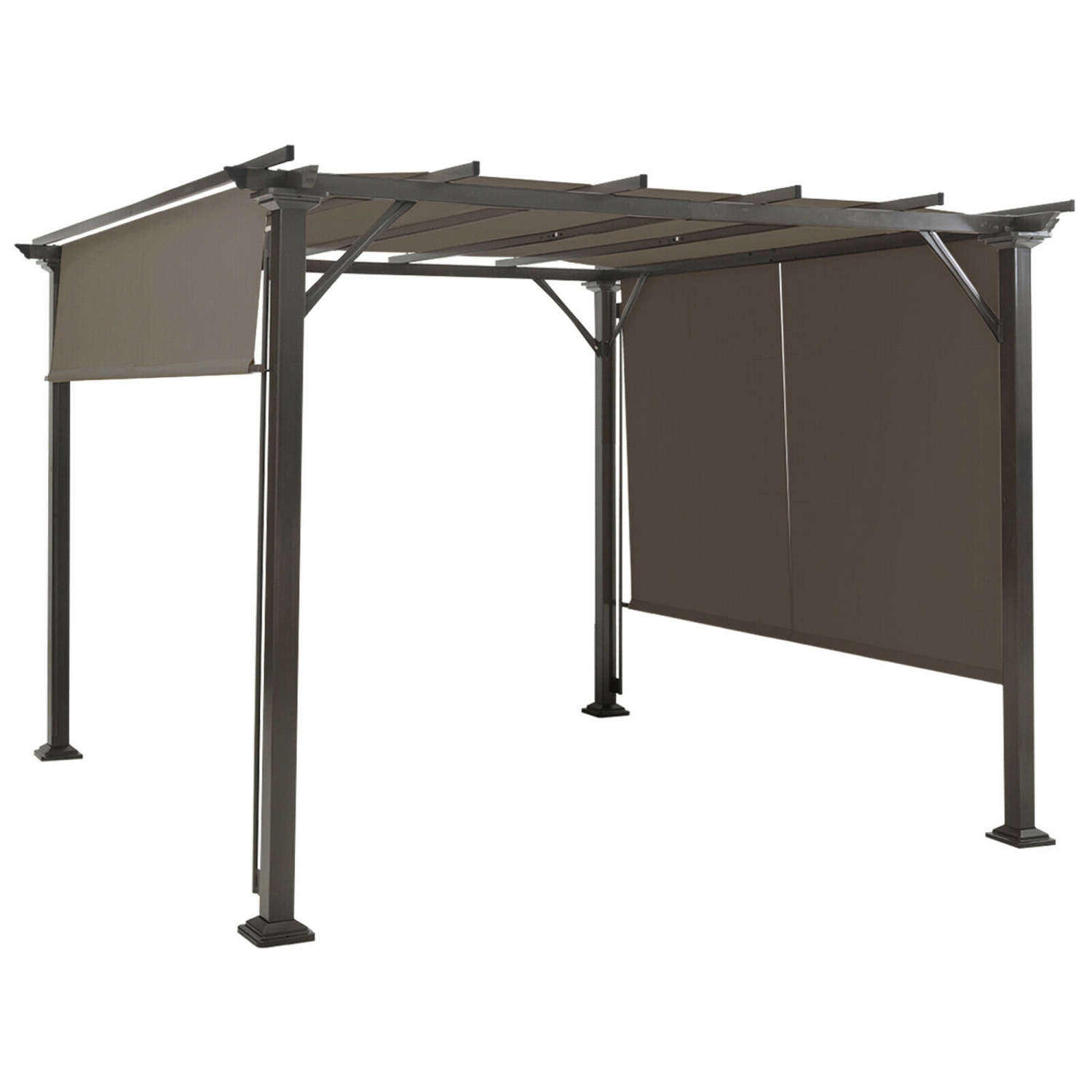 Gymax 2PCS 16x4 Ft Universal Replacement Canopy for Pergola Structure Sun Awning Brown