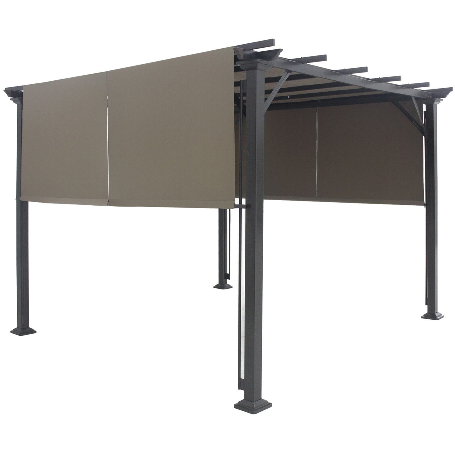 Gymax 2PCS 16x4 Ft Universal Replacement Canopy for Pergola Structure Sun Awning Brown