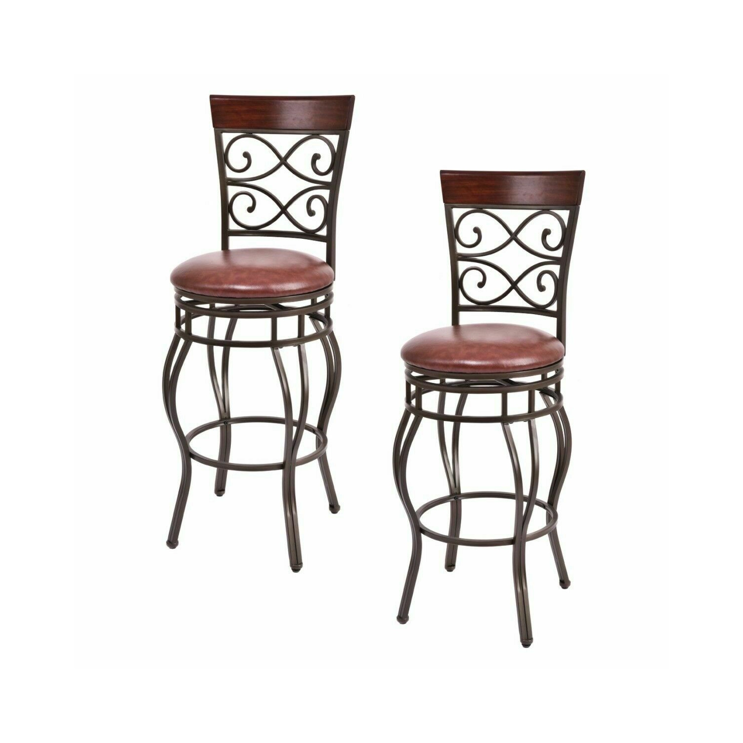 Gymax 2PCS Retro Swivel Bar Stools w/ Padded Seat Home Kitchen Pub Bistro