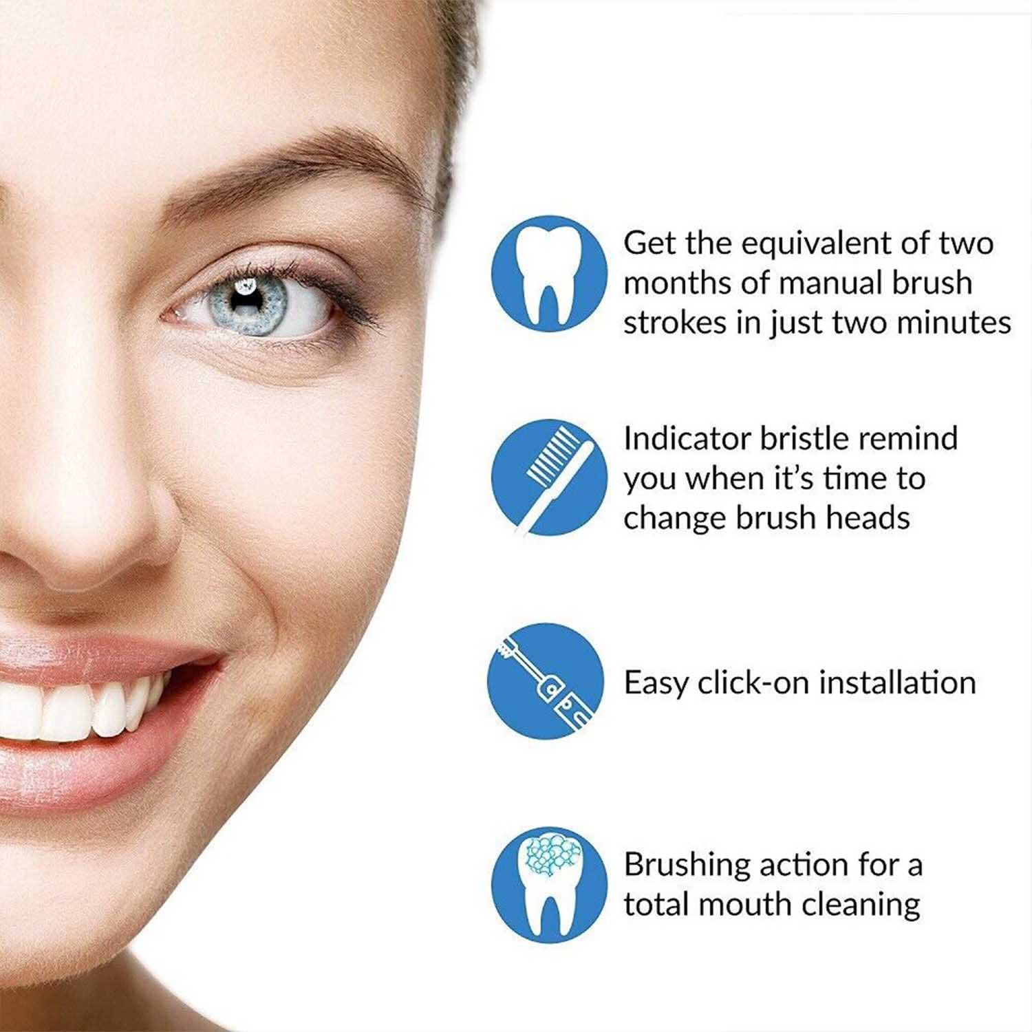 Tête de brosse à dents électrique de rechange ISTAR compatible avec les têtes de brosse à soies souples Oral B de Braun