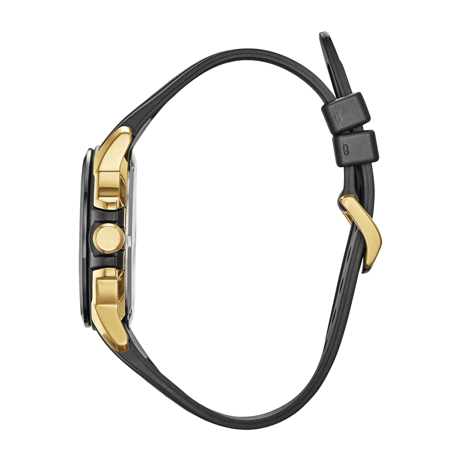 Montre pour homme Avengers japonais Eco-Drive 44&nbsp;mm, inox deux tons, boîtier ABS, bracelet silicone noir, cadran noir