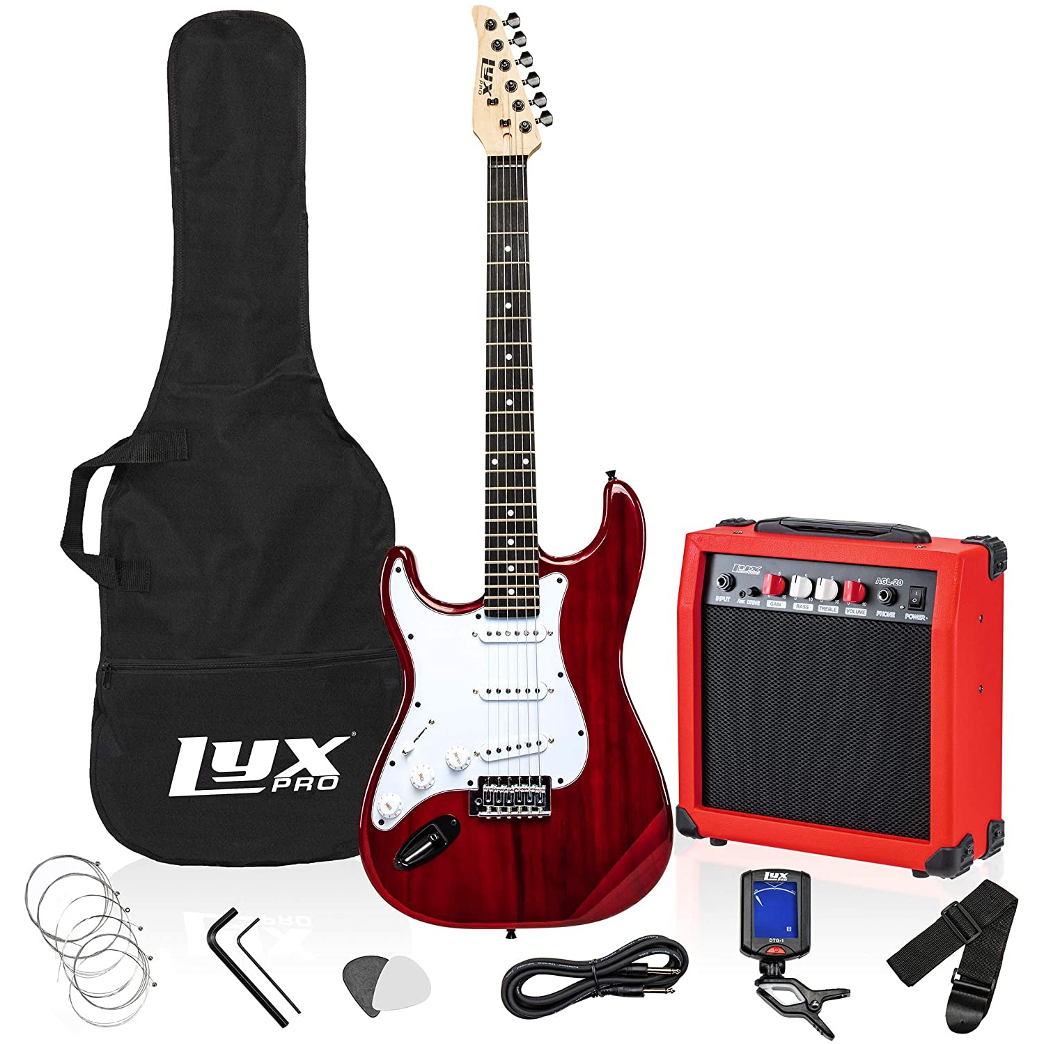 LyxPro Left Hand 39 Inch Electric Guitar and Starter Kit for Lefty Full Size Beginner’s Guitar, Amp, Six Strings, Two Picks, Shoulder Strap, Digital
