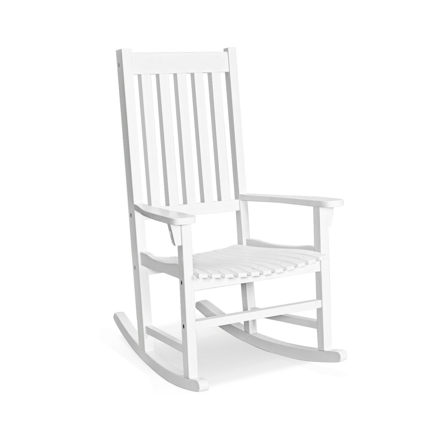 Gymax Wooden Rocking Chair Porch Rocker High Back Garden Seat For Indoor Outdoor