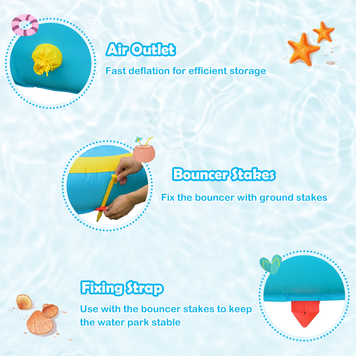 Gymax Inflatable Mighty Water Slide Park Bounce Splash Pool Without Blower