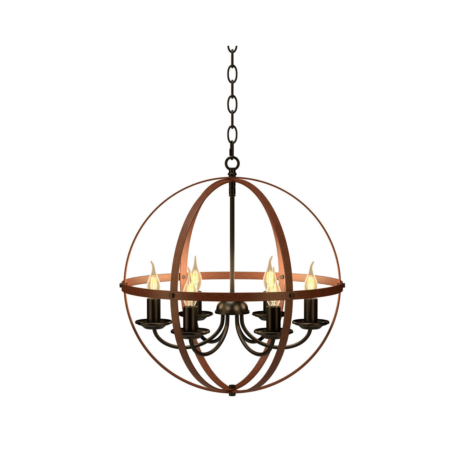 Gymax 6-Light Orb Chandelier Rustic Vintage Ceiling Lamp w/Bronze Finish Light Fixture