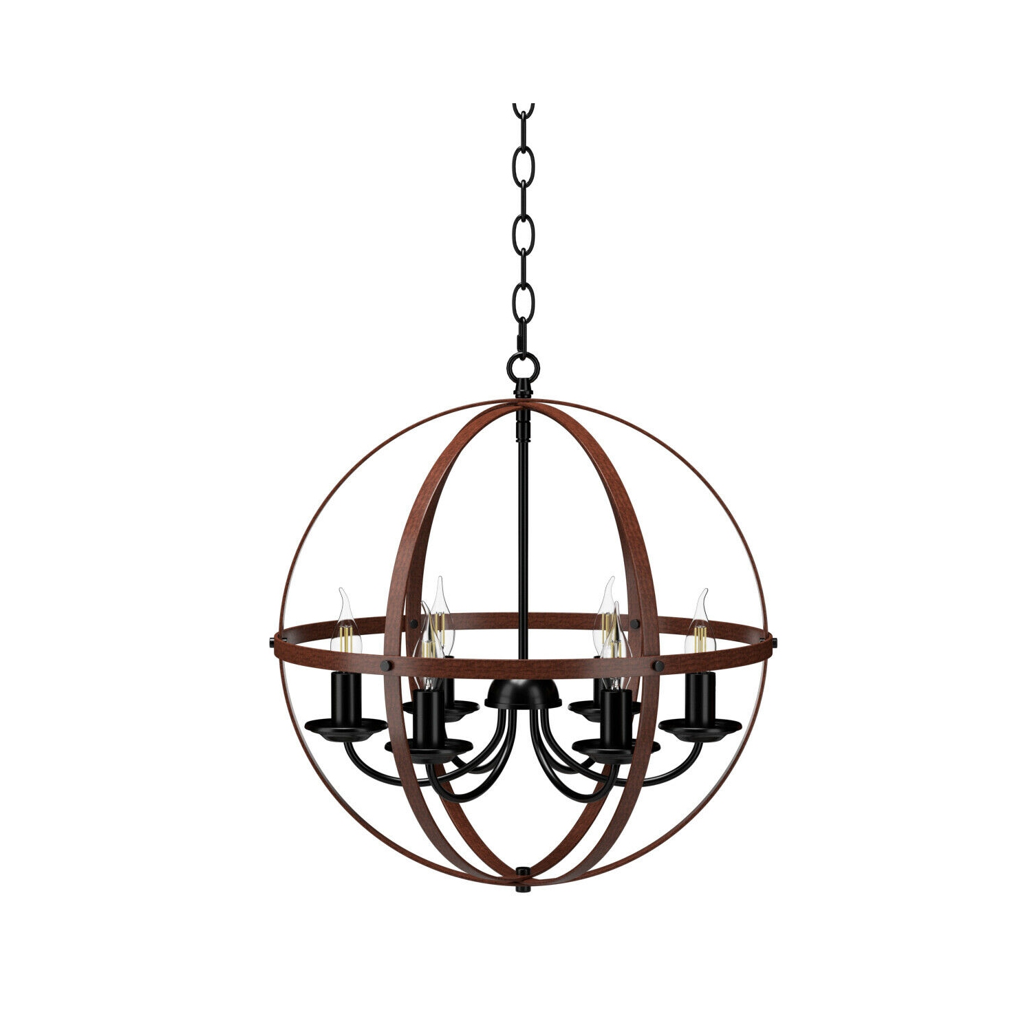 Gymax 6-Light Orb Chandelier Rustic Vintage Ceiling Lamp w/Bronze Finish Light Fixture