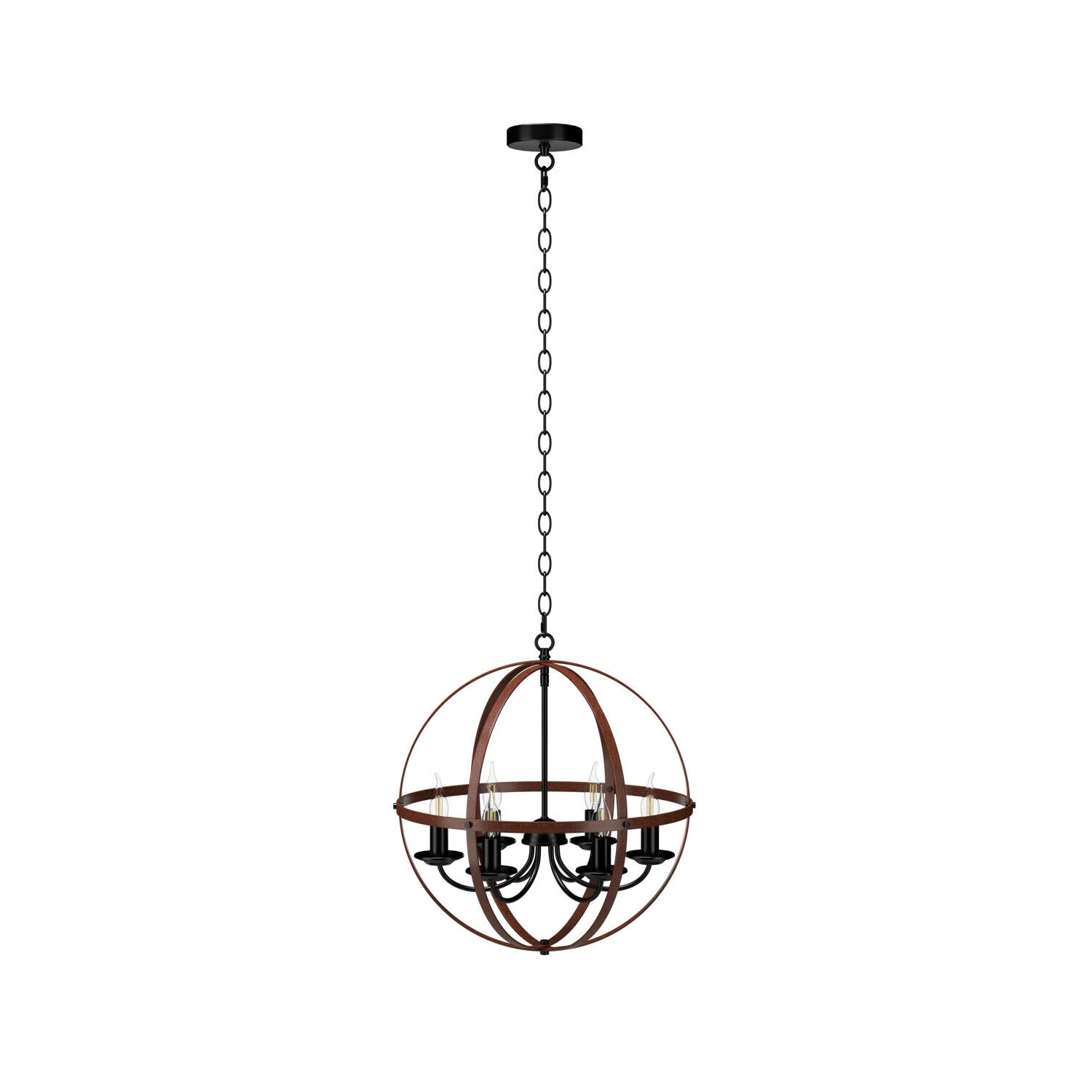 Gymax 6-Light Orb Chandelier Rustic Vintage Ceiling Lamp w/Bronze Finish Light Fixture