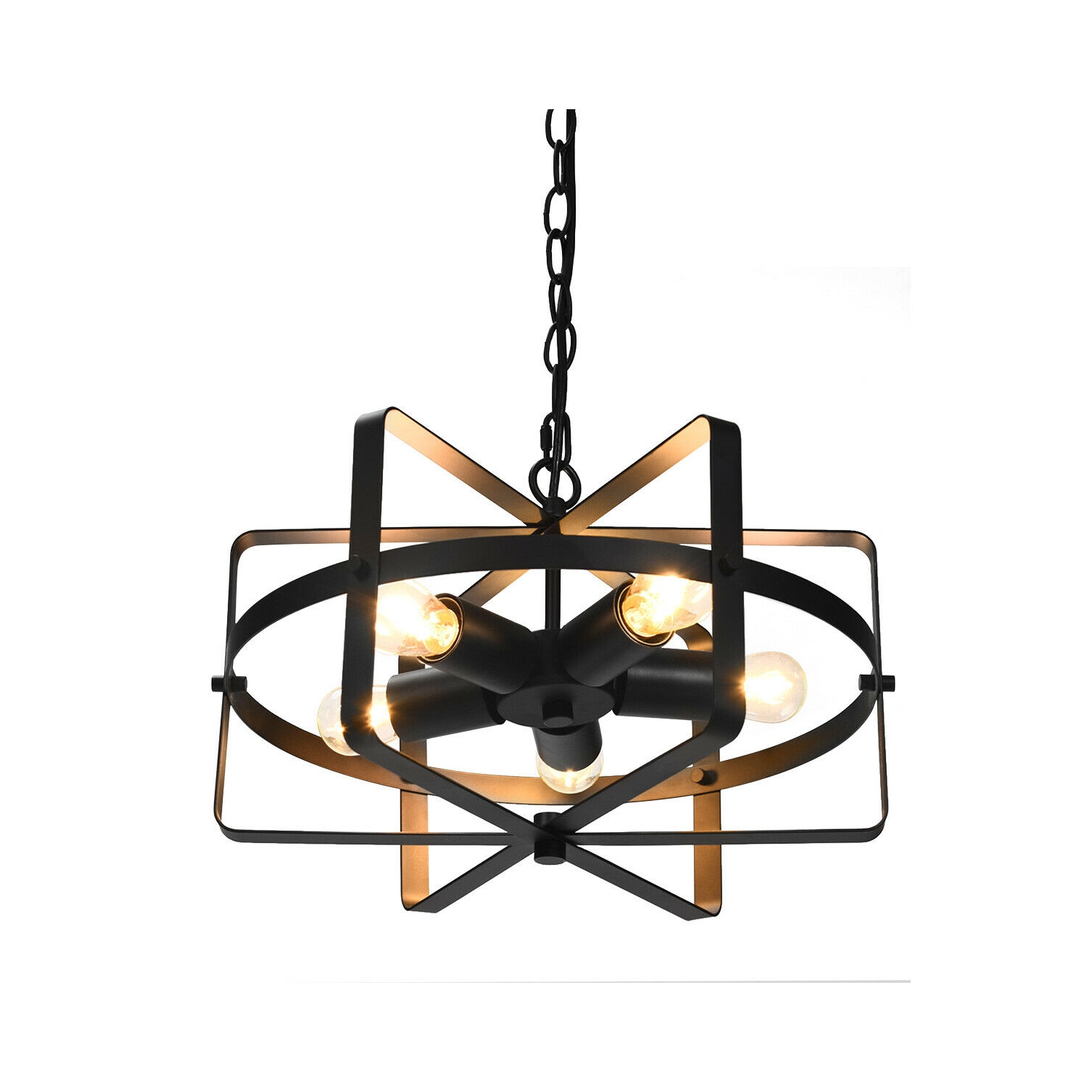 Gymax 5-Light Industrial Pendant Light Metal Drum Shape