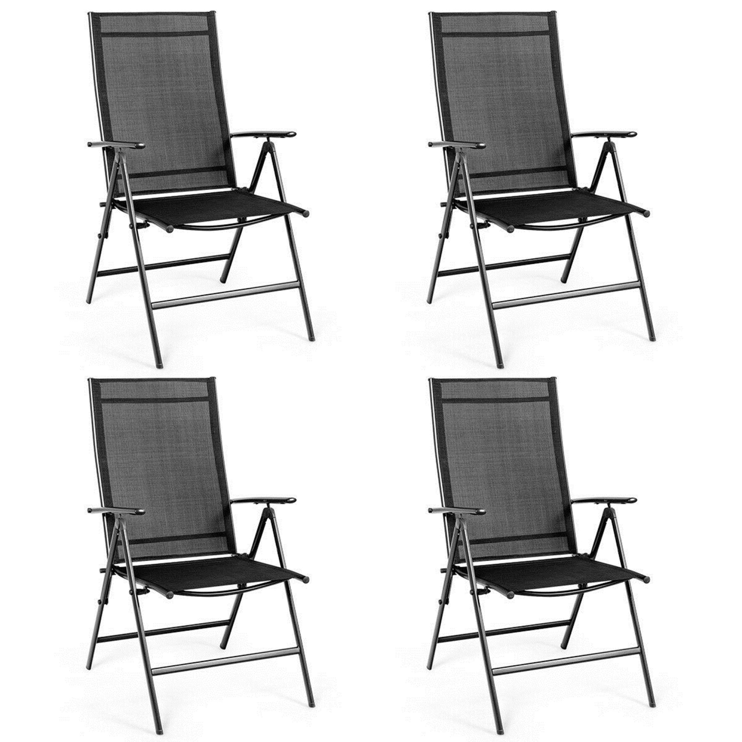 Gymax 4PCS Folding Chair Patio Garden Outdoor w/ Steel Frame Adjustable Backrest