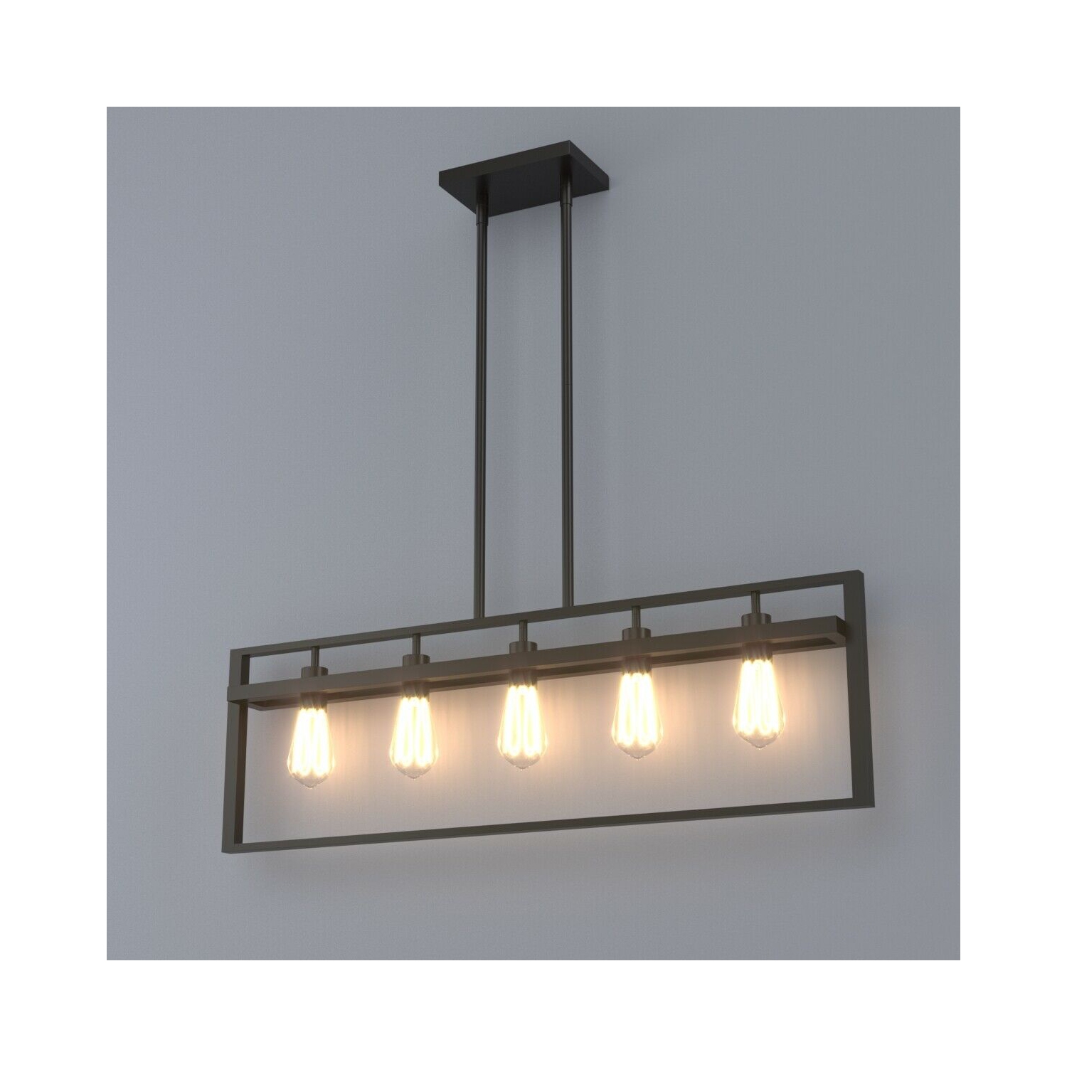 Gymax 5-Lights Pendant Lamp Flush Mount Geometric Metal Chandelier w/ Iron Lamp Shade